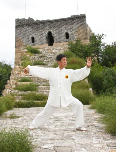 杨胜利老师在长城前练拳的历史照片